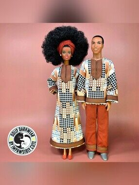 For Christie Barbie and Curtis Ken Doll- 70s African Inspired Matching Set